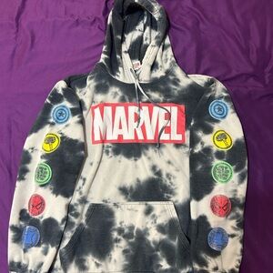 Marvel Tie-Dye Hoodie with Superhero Logos